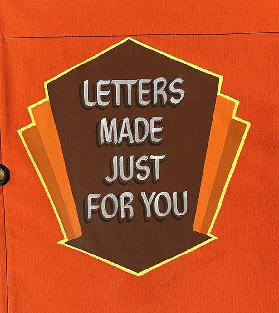 canvas banner sign casual lettering details - hand painted - Tuscaloosa Alabama - Coker Alabama - letters made just for you