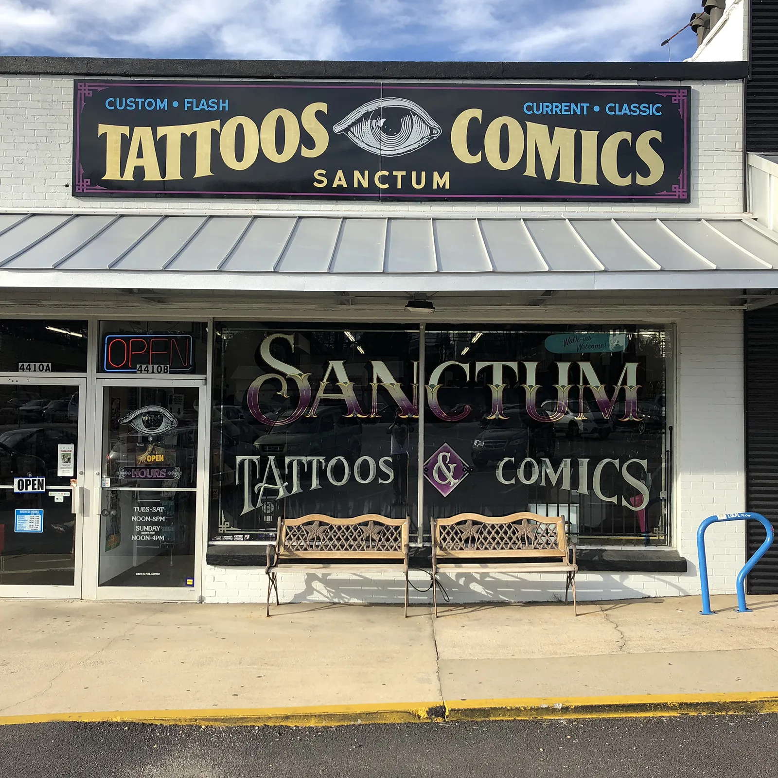 storefront design - panel sign with gold leaf gilded glass sign - birmingham alabama - avondale neighborhood