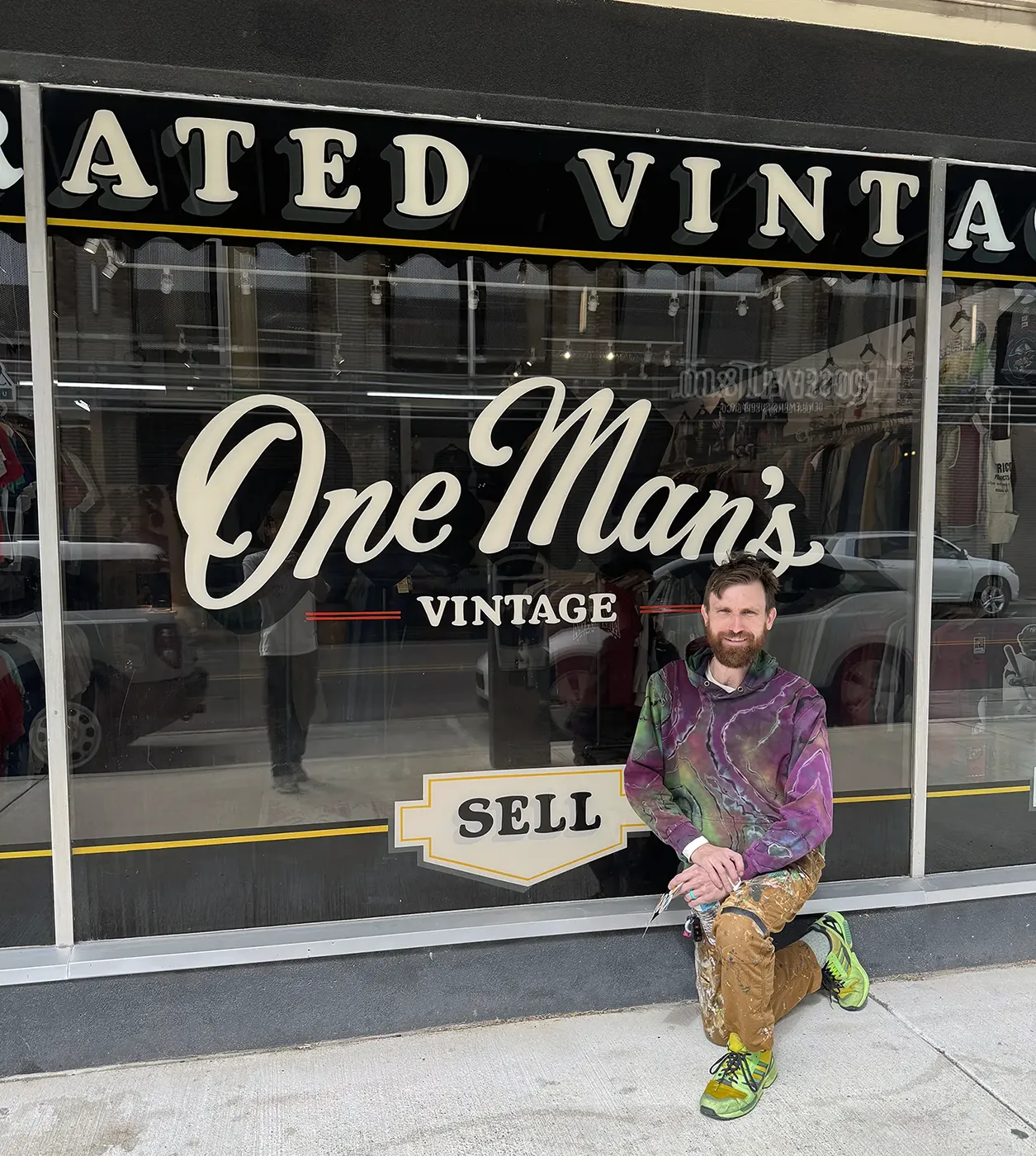 window sign - reverse on glass - custom script lettering - white letters with black shadow - huntsville alabama